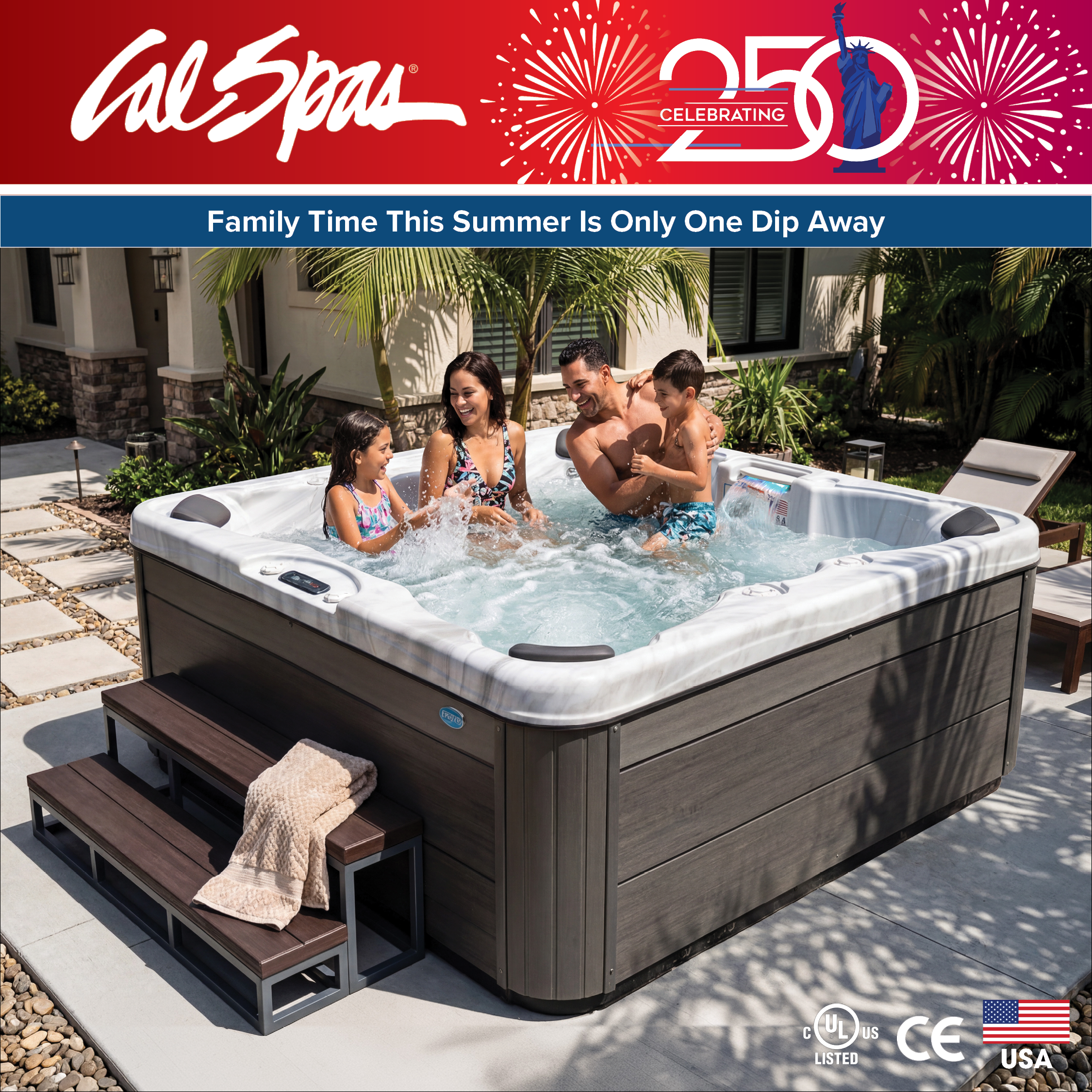 Calspas hot tub being used in a family setting - Portsmouth